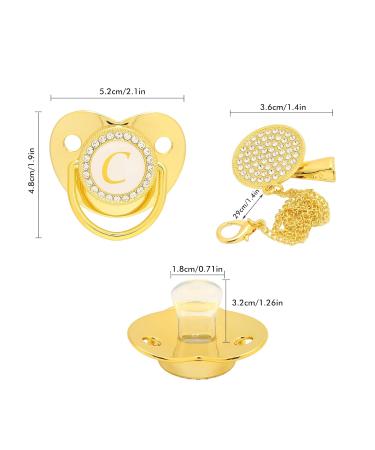 Golden Baby Pacifier with Clips - Safe Curved Design & Customizable 26 Letters for 6-18 Months - Buy Online on GoSupps.com