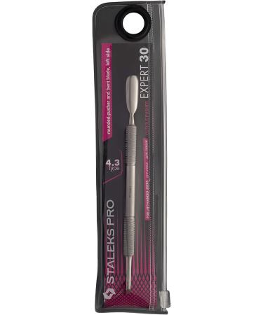 Staleks Pro Expert 30 Type 4.3 Cuticle Pusher with rounded and bent blade side - Left-Handed User Friendly - Model PE-30/4.3 - Buy Online on GoSupps.com