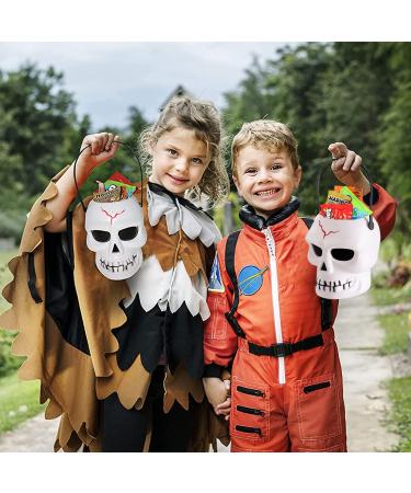 Halloween Skull White Bucket with 1lb Assorted Candies - Perfect Candy Basket for Kids, Girls, Boys, Toddlers & College Students - Buy Online on GoSupps.com