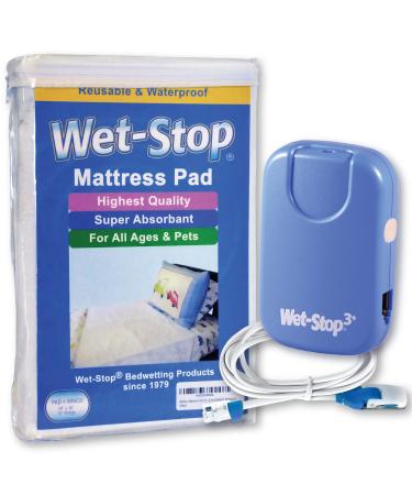 Wet-Stop3 Kit: Bedwetting Enuresis Alarm with Waterproof Bed Pad for Boys and Girls