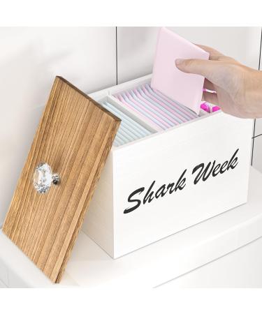 Apoimna tampon holder for bathrooms feminine wood organizer bathroom organizer and storage for tampon pads bathroom accessories worktop decor (white) white/opulent garden