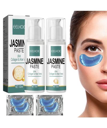 2 Pack Eye Cream Anti Dark Circles And Wrinkles 100ml Jasmine Eye Cream Anti Eye Bags Cream Comes With 2 Eye Pads To Eliminate Bags Under The Eyes And Dark Circles