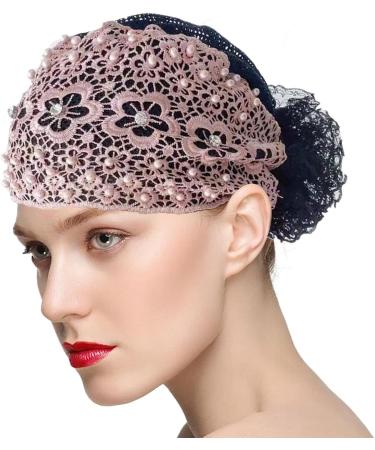 Buerfu Lace Headbands for Women Girls Stretch Headband Wide Women Stretchy Vintage Lace Edge Headband Hairband Bandana Bohemian for Women Pink - Buy Online on GoSupps.com