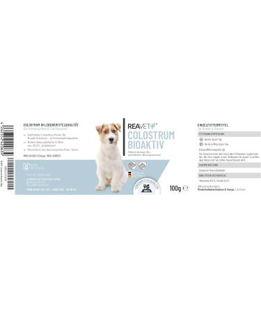 ReaVET Colostrum Powder for Dogs and Cats 100g - Immune Stimulation with High Immunoglobulin Content Strengthens the Immune System Stomach and Intestines - Buy Online on GoSupps.com