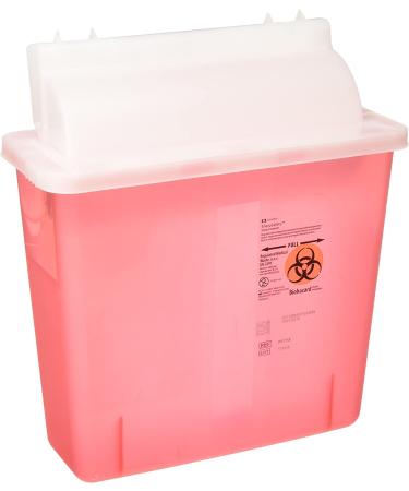 Covidien COV-8507SA SharpSafety 5 Quart Sharps Container with Counterbalance Lid - Transparent Red - Buy Online on GoSupps.com