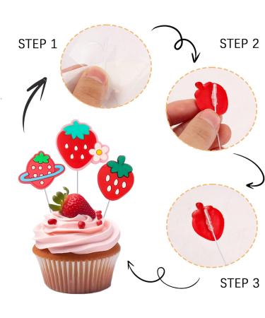 Gyufise 30Pcs Strawberry Cupcake Toppers Red Fruit Theme Strawberry Cupcake Picks for Sweet Fruit Baby Shower Kids Boys Girls Birthday Party Cake Decorations Supplies 5-red - Buy Online on GoSupps.com