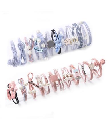 Waibbu pearl hair gum elastic elastic elastic hair tie set colored hair tie ladies hair tie hair ring ponytail holder hair tie without metal elastic hair straps 24 pieces