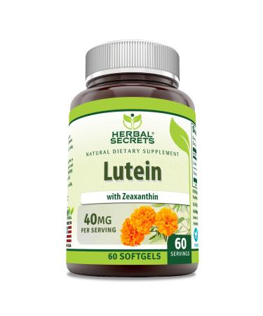 Herbal Secrets Lutein with Zeaxanthin Supplement | 40 Mg Per Serving | 60 Softgels | Non-GMO | Gluten-Free | Made in USA 40mg 1 Count (Pack of 1)