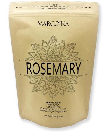 Pure Rosemary Leaves Herbal Loose Tea by Marcoina - Whole Leaves 227g in Resealable bag Caffeine-Free from France - Perfect for Hot Brews and Spices - Known as Salvia Rosmarinus. - 8oz. Rosemary Whole Leaves 227g(8oz) - Buy Online on GoSupps.com