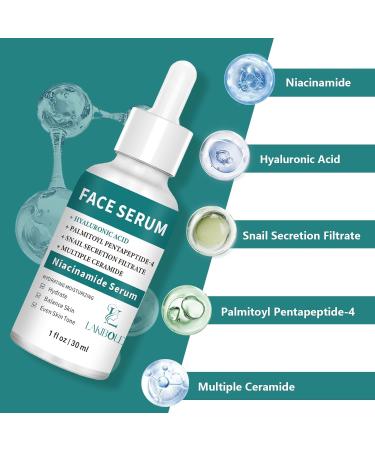 3 Pack Niacinamide Serum with Ceramide & Snail Secretion - Hydrating & Skin Toning (1fl.oz/30ml) - International Shipping - Buy Online on GoSupps.com