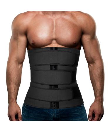 Mens Workout Waist Trainer Neoprene Corset Sauna Sweat Trimmer Cincher Slimming Belly with Belts Black Waist Trainer Belt Large