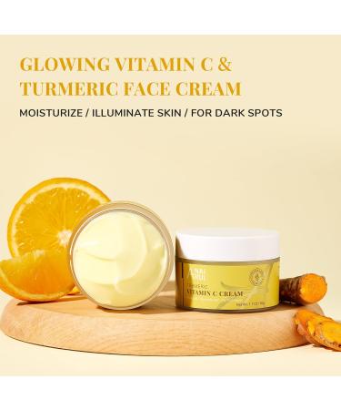 ANAiRUi Turmeric Vitamin C Face Cream Moisturising Collagen Face Cream for Dry Skin Daily Used Turmeric Vit C Facial Cream for Dark Spots Wrinkles Anti-Ageing Even Skin Tone 50g - Buy Online on GoSupps.com