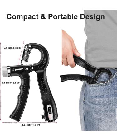 Adjustable KDG Hand Trainer Set - 5-60 kg Resistance Finger & Grip Strength Trainer for Forearm Muscle Development - Black - Buy Online on GoSupps.com