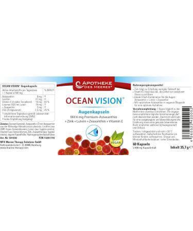 Buy MTS Ocean Vision Eye Capsules - 60 Algae Capsules with Astaxanthin Vitamin E & Zinc for Eye Health | International Shipping - Buy Online on GoSupps.com