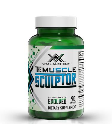 Vital Alchemy The Muscle Sculptor Muscle Builder with Vitamin B3 B6 Phosphatidylserine Epicatechin & Cayenne Supports Muscle Growth Focus Energy & Protein Synthesis Made in USA 90 Capsules