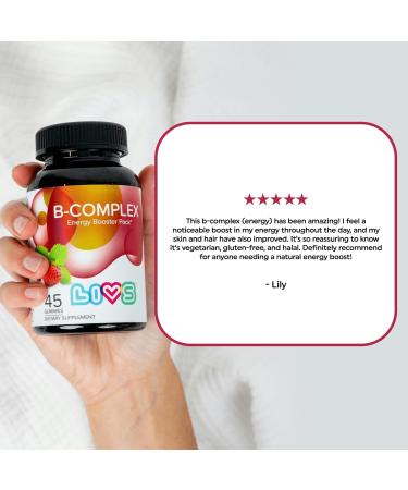 LIVS Vitamin B Complex Gummies with B12 Biotin B3 B6 & Vitamin C for Kids & Adults | Energy Support & Recovery Supplement | Promotes Mood Metabolism & Nerve Function | Strawberry Flavor 45 Ct B Complex 45 Count (Pack  - Buy Online on GoSupps.com