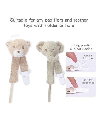 COTTONBEBE Pacifier Clip 2 Pack - Elephant & Bear Design | Baby Pacifier Holder for Boys and Girls | Fits Various Pacifiers & Teething Toys | Ideal Baby Gift - Buy Online on GoSupps.com