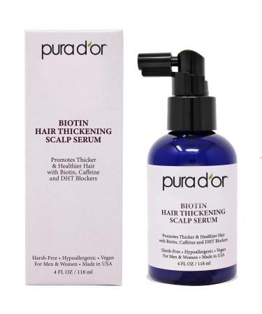 MOUNTAIN TOP Hair Thickening Scalp Serum (4 Ounce / 118ml) with Argan Oil, Biotin, Caffeine, DHT Blockers, & Saw Palmetto - For Thicker, Healthier and Fuller Looking Hair