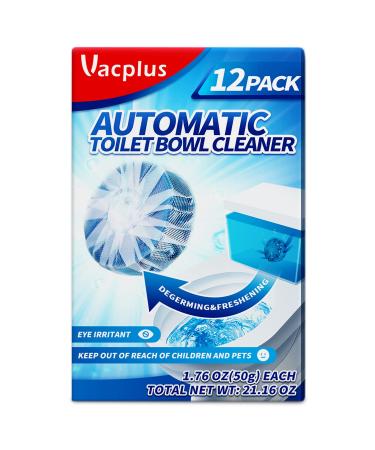 Vacplus Toilet Bowl Cleaner Tablets 12 Pcs - Automatic Toilet Bowl Cleaners for Descaling & Deodorizing, Septic-Tank Friendly Toilet Bowl Cleaners with Slow-Dissolving Design