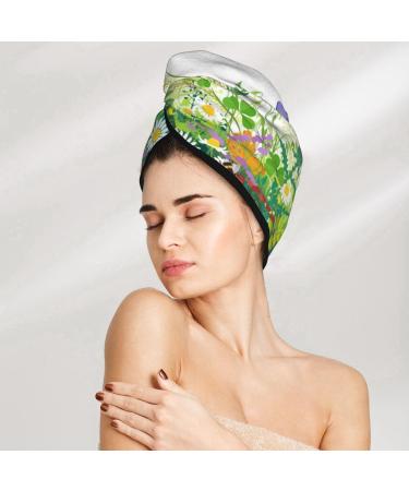 Hair Towel Wrap | Quick-Dry Hair Turban with Button | Eco-Friendly Design (Plants and Insects - Buy Online on GoSupps.com