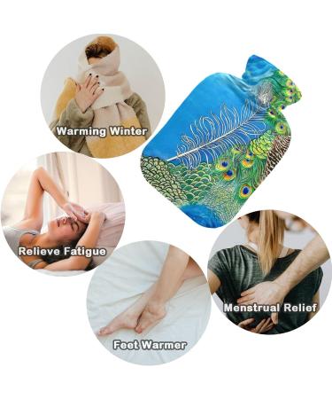 Naanle 2L Transparent Hot Water Bottle - Large Pfauenfedern Design for Heat & Cold Therapy | Ideal for Pain Relief & Comfort - Buy Online on GoSupps.com