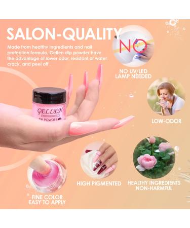 Gellen Dip Powder Nail Set - 12 Pcs Nude Grays Glitters Fall Winter Colors - Starter Kit for French Nail Art - No Lamp Needed - Buy Online on GoSupps.com