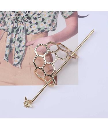 Iaceble Minimalist Honeycomb Hair Clip - Gold Bee Hair Sticks Barrette for Women and Girls - Buy Online on GoSupps.com