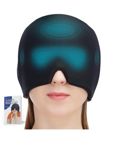 KINSCO Migraine Relief Cap can be Cold hot Compress Physical Headache Relief Cap migraine ice Head Pack ice Pack for Tension sinusitis Swelling Cooling Eye mask (Black)