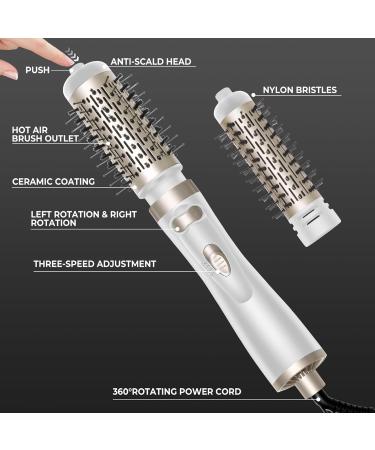 3-in-1 Rotating Hair Dryer Brush Set - Negative Ionic Hot Air Spin Brush Auto-Rotating Curling Brushes for Voluminous Hair - Gold Finish - Buy Online on GoSupps.com