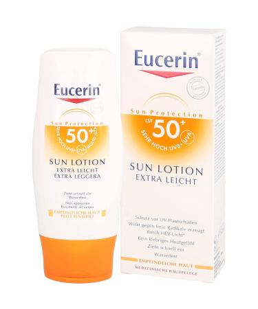 Eucerin Sensitive Protect Sun Lotion Extra Light SPF 50+ | 150 ml - Ultimate UV Protection for All Skin Types - Buy Online on GoSupps.com