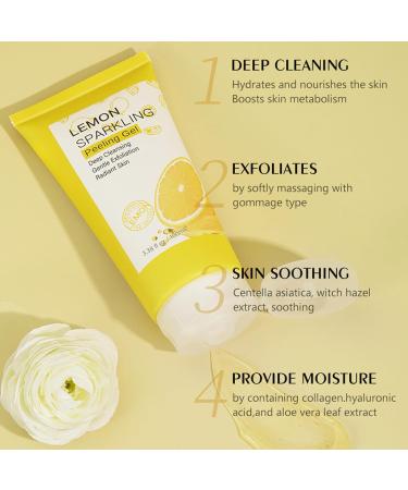 Lemon Exfoliating Gel Lemon Peeling Gel Vitamin C Face Scrub Soft your Skin & Remove Dead Skin Natural Face Scrub Exfoliator for Blackhead Mild Face Exfoliator Scrub for Radiant Skin Face & Body &Knee - Buy Online on GoSupps.com