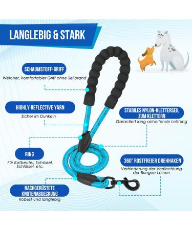 Buy Eyin Double Linen Dog Leash for Large Dogs - Flexible Reflective Healing-Free with 2 Padded Handles (11-68kg) - Blue - Buy Online on GoSupps.com