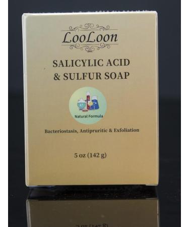 Looloon 5oz Sulfur and Salicylic Acid Bar Soap - 5% Sulfur, 3% Salicylic Acid for Acne, Pores, Dead Skin, Fine Wrinkles - 1 Bar - Buy Online on GoSupps.com