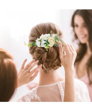 EXCEART Hair Jewelry Hair Comb for Wedding Hair Clips for Women Hair Accessories Bridal Hair Accessories Hair Side Combs for Women Hair Comb Roses Bride Hairpin - Buy Online on GoSupps.com