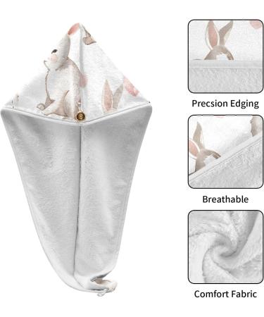 Rabbits Hearts Hair Towel 2 Pack | Super Absorbent Quick Dry Hair Turbans for Women & Girls - Buy Online on GoSupps.com