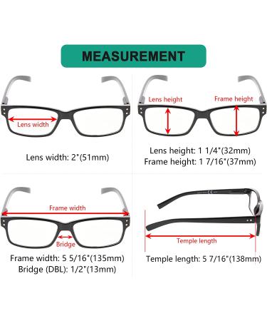 Eyekepper Men's Reading Glasses 5 Pack | Spring Hinges Classic Readers Black Frame +1.75 | All Clear Lens | 1.75x Magnification - Buy Online on GoSupps.com