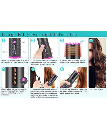 LUECMO Cordless Auto Hair Curler - LCD Display, Adjustable Timer & Temperature, Portable Ceramic Barrel Wand - Fast Heating Curling Iron - Buy Online on GoSupps.com
