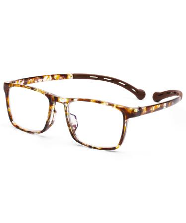 DOOViC Blue Light Filter Reading Glasses Square Frame Large Lenses Glasses with Prescription Strength 1216 Flowers 3.5 x