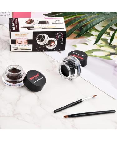 Vesaneae 2 Colors Eyeliner Waterproof Cream Eyeliner Gel Long Lasting Eyeliner Cream Creamy Eyeliner Gel Eye Makeup Reusable Gel Eyeliner Eyeliner Applicator with 2 Brushes - Buy Online on GoSupps.com
