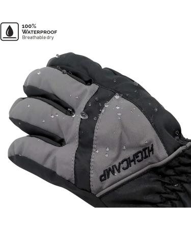 Highcamp Kids Waterproof Ski Snow Gloves S (4-6 Years) - Steel | Cold Weather Winter Gloves for Boys and Girls - Buy Online on GoSupps.com