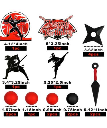 DRWATE Ninja Cake Topper Samurai Birthday Cake Decorations with Red Black balls for Ninja Samurai Party Baby Shower Warrior Theme Birthday Party Supplies (01) - Buy Online on GoSupps.com