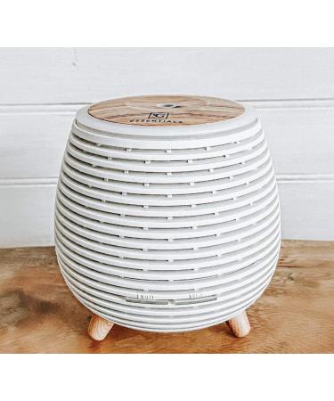 Aromatherapy Essential Oil Wooden Grain Diffuser with Auto Shut-Off Function | Cool Mist Humidifier for Yoga Spa Office Bedroom Home | 120ml (White)