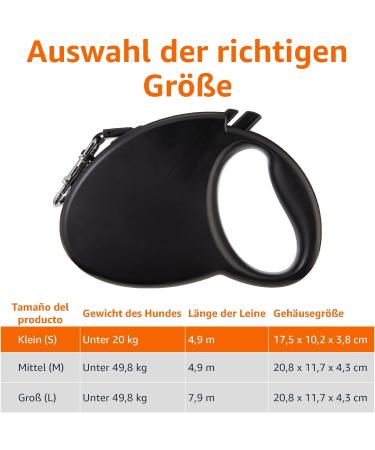Amazon Basics Retractable Dog Leash - Small Black | Durable Ergonomic & Perfect for Travel - International Shipping Available - Buy Online on GoSupps.com