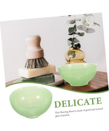 2-Piece Green Terrarium Bowls for Men's Care | Decorative Soap & Shaving Bowl - Jade Glass Containers 11.5x11.5x5cm - Buy Online on GoSupps.com
