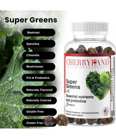 Super Greens Gummies - Antioxidants Mushrooms & Probiotics | Vegan Gluten & Gelatin-Free | Detox & Digestive Health Support | 60 Count - Buy Online on GoSupps.com