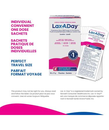 LAX-A-Day Powder Laxative - No Taste No Grit No Sugar - Clinically Proven Relief of Occasional Constipation (10 Doses 170 g) - Buy Online on GoSupps.com