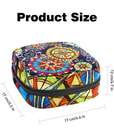 Compasses Watercolor Sanitary Napkin Storage Bag - Period Pouch for Women & Teens | Multi-colored | 1Pcs - Buy Online on GoSupps.com