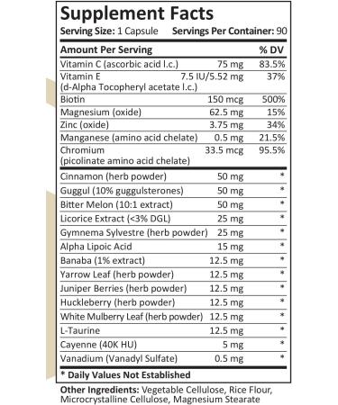Triglucomin Blood Sugar Stabilizer | Vanadium, Chromium, Gymnema Sylvestre, Alpha Lipoic Acid, Cinnamon & More | 90 Veg Caps - Buy Online on GoSupps.com