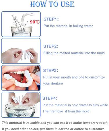 Mxrfactory Teeth Prosthesis Pebble Gel Snap-On Smile - Temporary Cosmetic Tooth Set for Men | 10 Pairs Removable Braces Cover & Repair - Buy Online on GoSupps.com