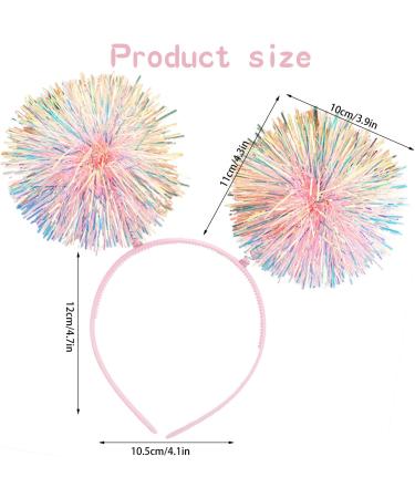 Pom Pom Headband Tinsel Headband Fashion Fluffy Ball Hair Loop Personalized Pom Pom Head Bopper Furball Hair Accessories for Birthday Party Christmas Party Stage Performances (Pink) - Buy Online on GoSupps.com